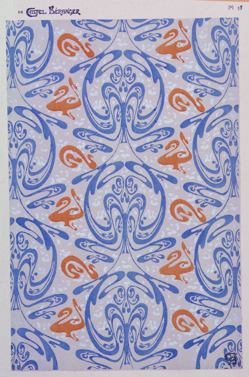 Dekorationer för Castel Beranger, Paris, 1894-8, skylt 53 från `Le Castel Beranger` av Hector Guimard (1867-1942) 1898 av Hector Guimard