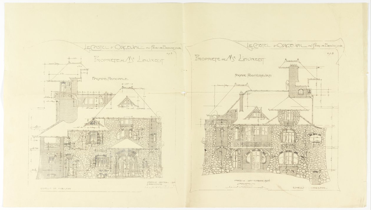 Elevations, Principal and Rear Façades, Castel d