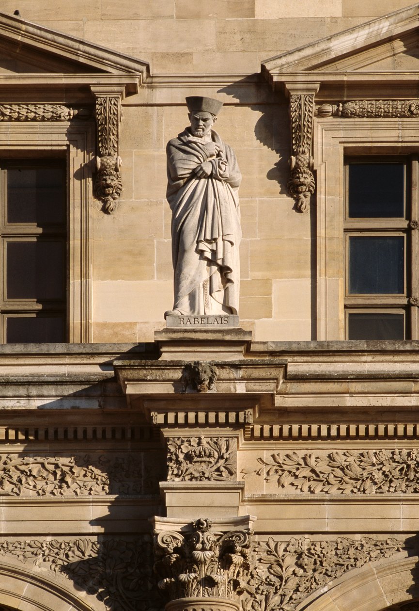 Fasad, Napoleons innergård, skulptur av Francois Rabelais av Hector M. and Visconti, Louis Lefuel