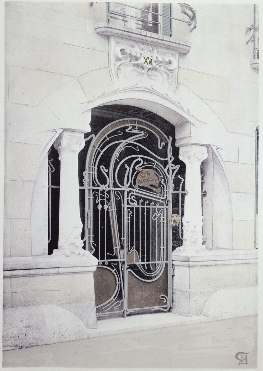 Ingången till "Castel-Beranger" illustration från en bok av Hector Guimard (1867-1942) av Hector Guimard