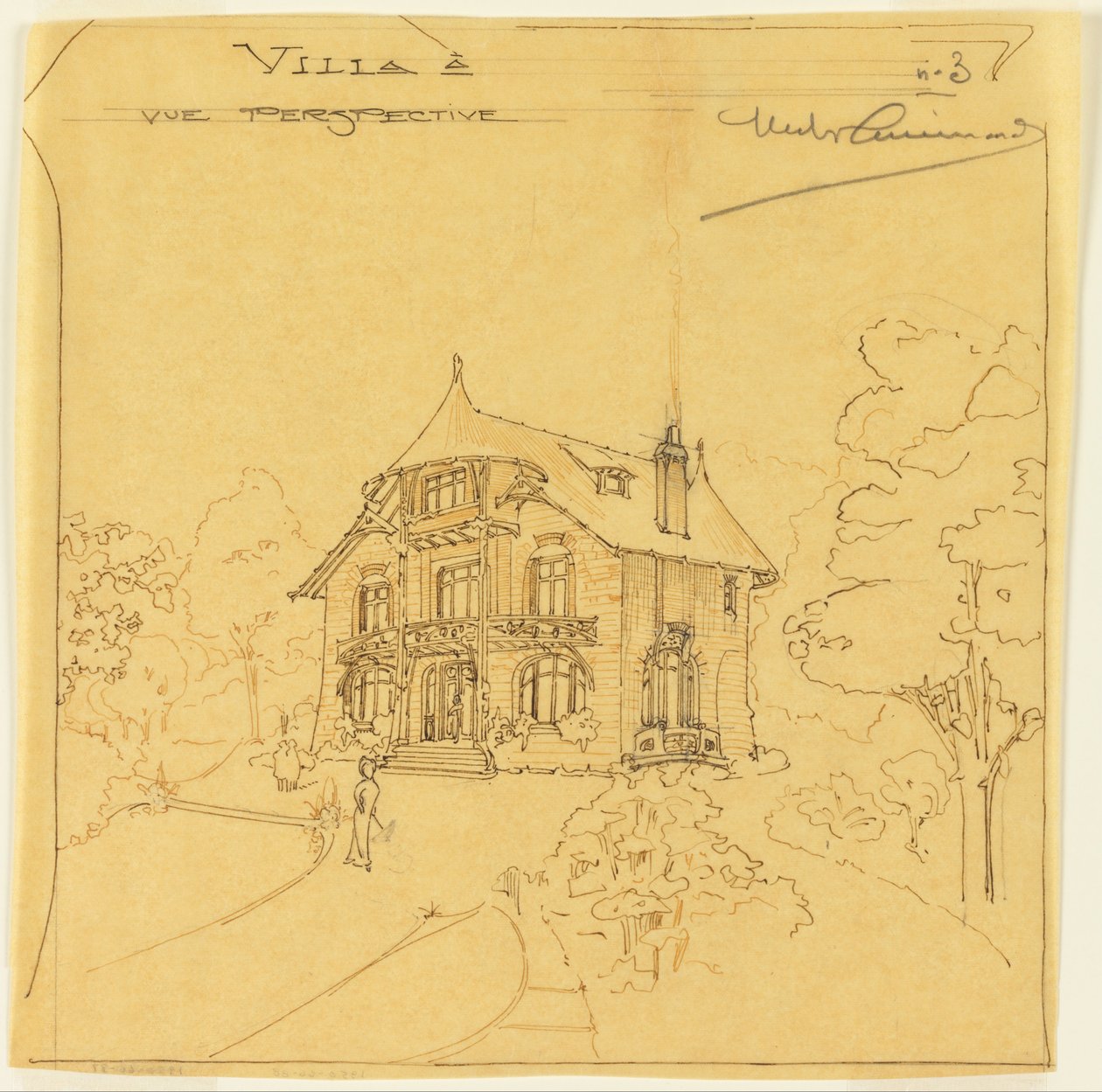 Perspektivvy av en villa av Hector Guimard