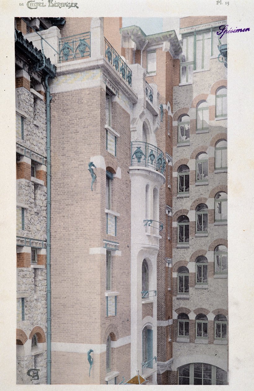 Utsikt över Castel Beranger (1897-1898), byggnad manifesterad av arkitekten Hector Guimard (1867-1942). av Hector Guimard