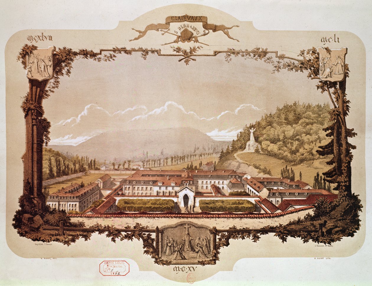 Utsikt över Clairvaux Abbey av Hector Guiot