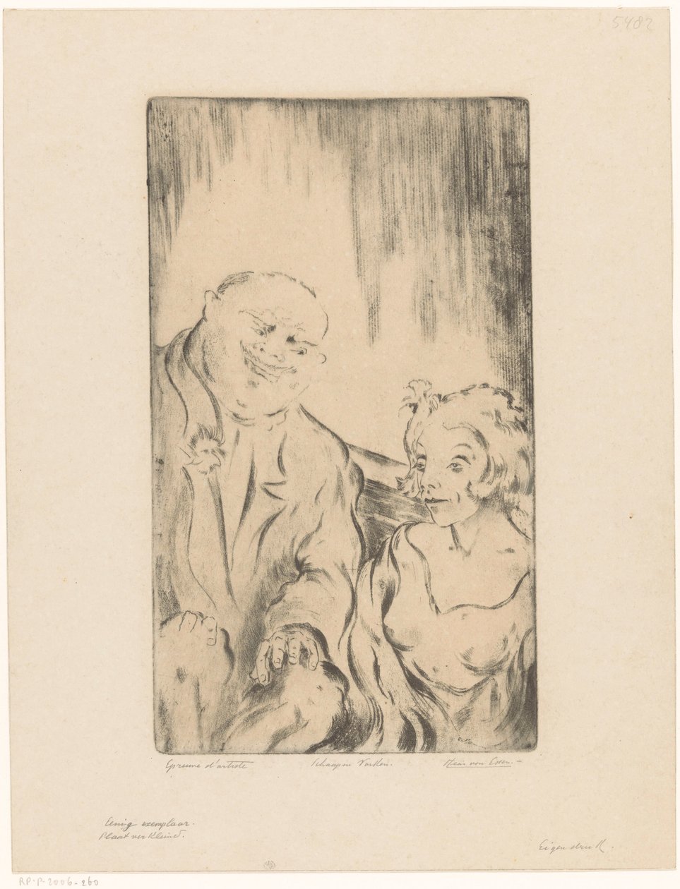 Får och gris (originaltitel på objektet) Man och kvinna (serietitel) av Hein von Essen (signed by artist)