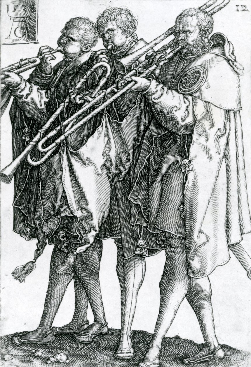 The Brass Players från serien "The Great Wedding Dances" 1538 av Heinrich Aldegrever