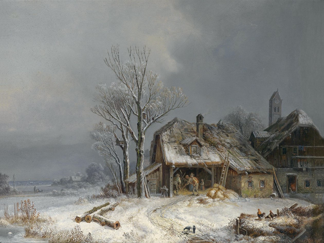 Winterliches Dorf av Heinrich Burkel