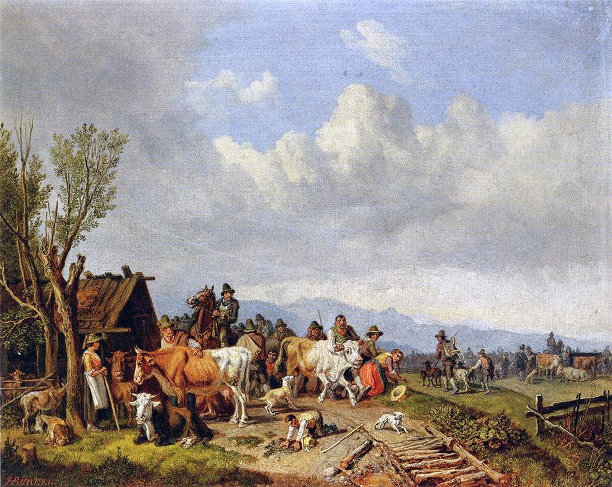 Boskapsmarknaden, ca 1866 av Heinrich Burkel