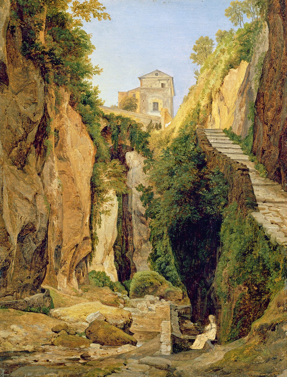 Ravinen vid Sorrento, 1823 (olja på papper på duk) av Heinrich Reinhold