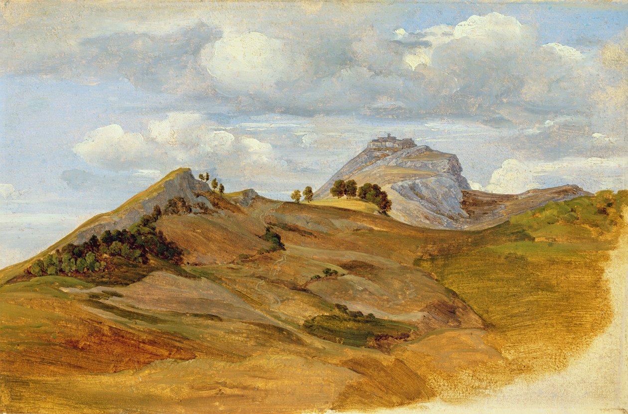 Utsikt över Civitella, 1822 (olja på papper på kartong) av Heinrich Reinhold