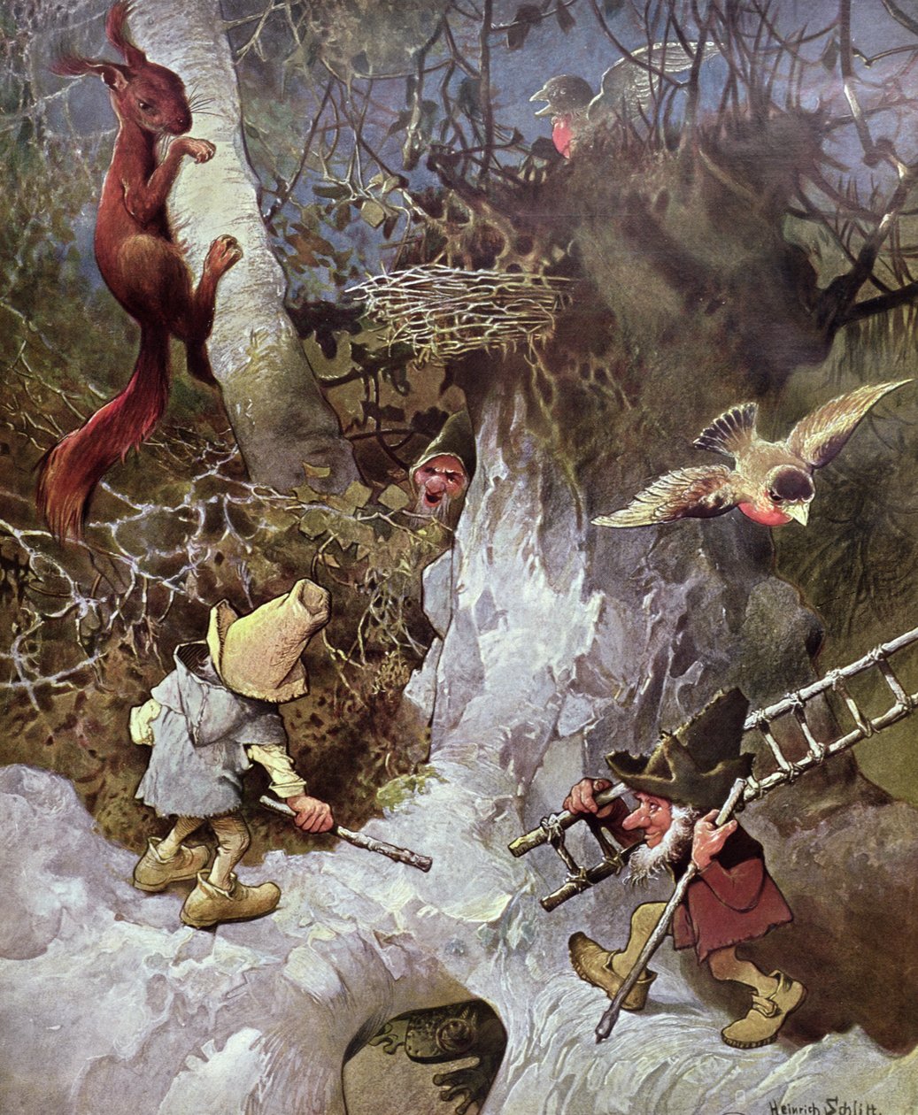 Gnomes (färggravyr) av Heinrich Schlitt