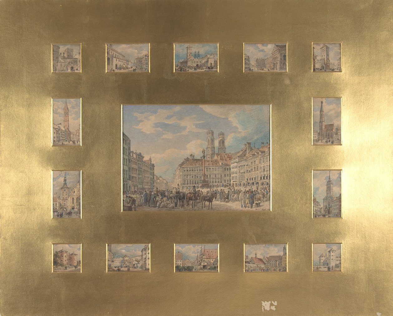 Femton arkitektoniska ämnen: Utsikt över München, 1835. av Heinrich Adam