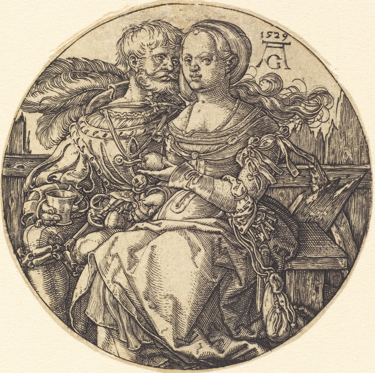 Ett par älskare sitter av Heinrich Aldegrever