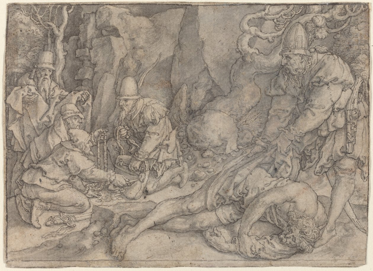 En man övermannad av tjuvar, ca. 1554. av Heinrich Aldegrever