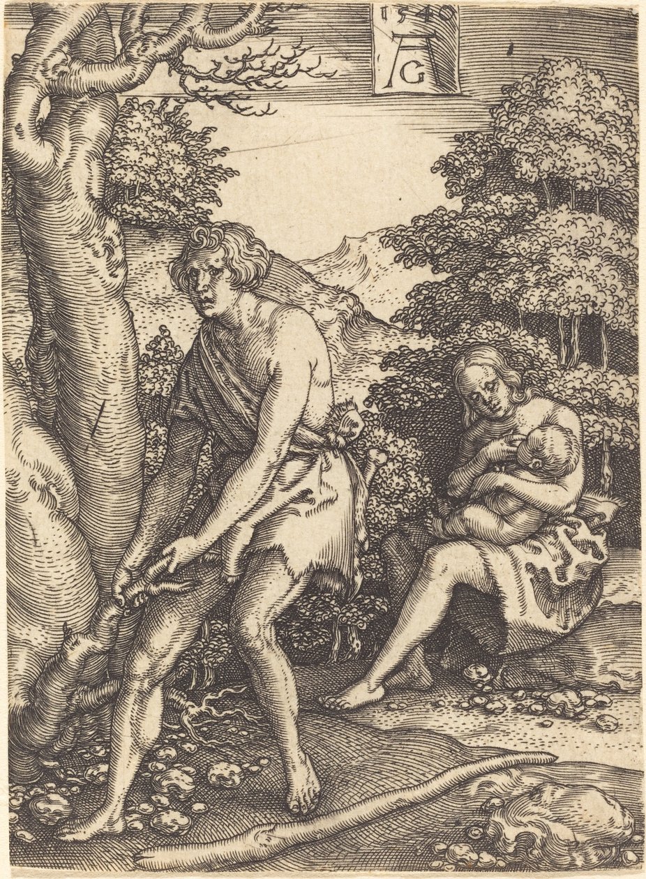 Adam och Eva på jobbet, 1540. av Heinrich Aldegrever