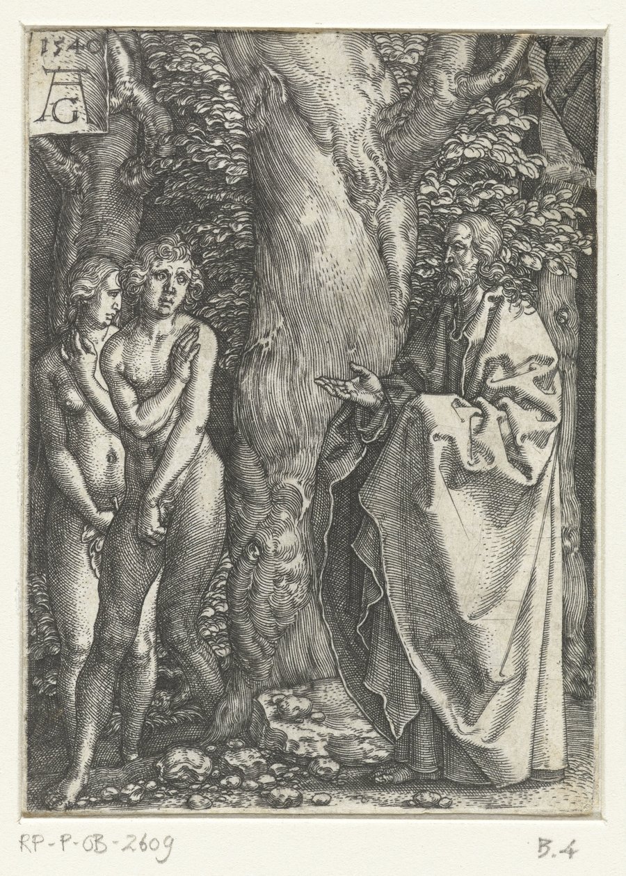 Adam och Eva skäms Historien om Adam och Eva (serietitel) av Heinrich Aldegrever