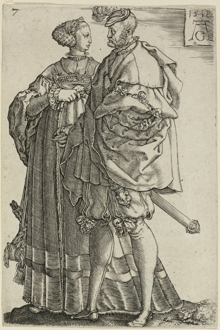 Dansande par, tallrik sju från The Large Wedding-Dancers av Heinrich Aldegrever