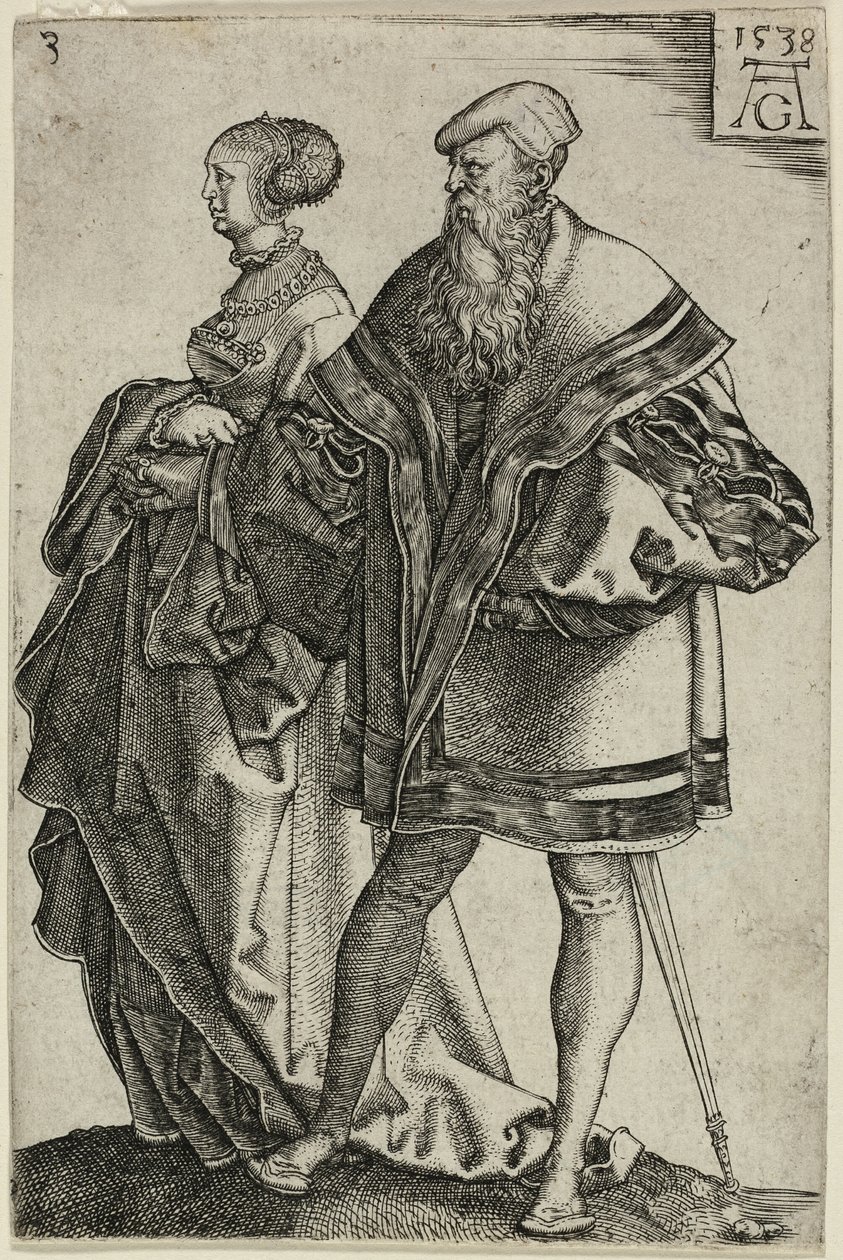 Dansande par, tallrik tre från The Large Wedding-Dancers av Heinrich Aldegrever
