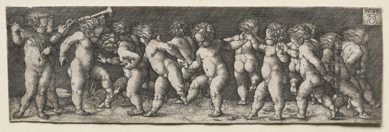 Femton nakna barn som dansar, 1535. av Heinrich Aldegrever