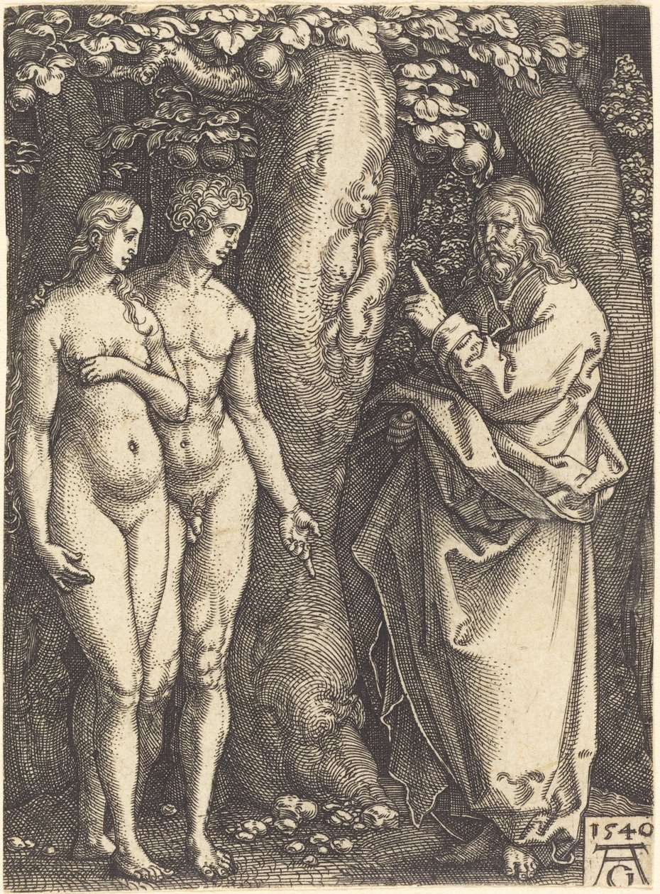 Gud förbjuder att äta från trädet, 1540. av Heinrich Aldegrever