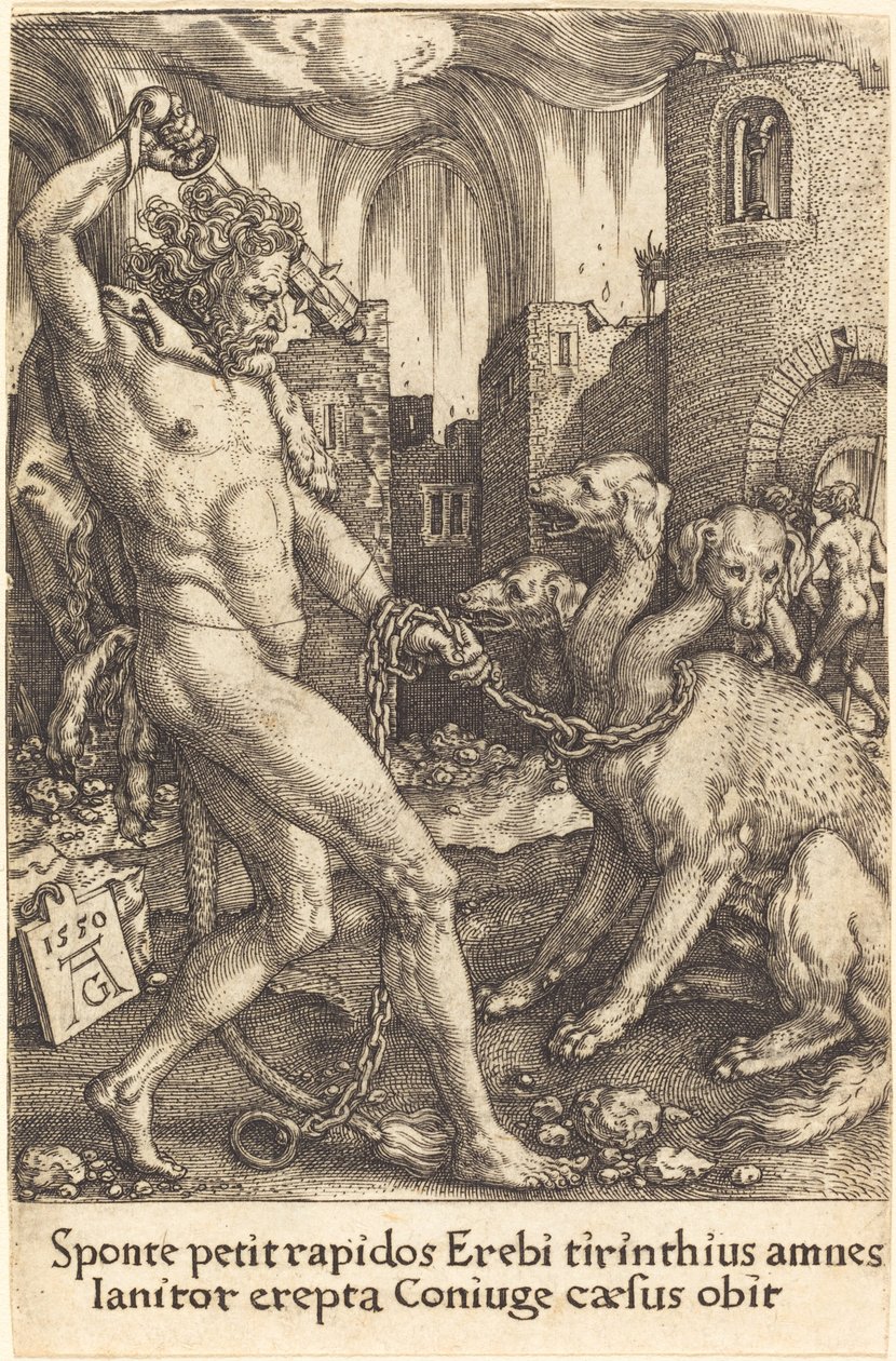 Herkules och Cerberus av Heinrich Aldegrever