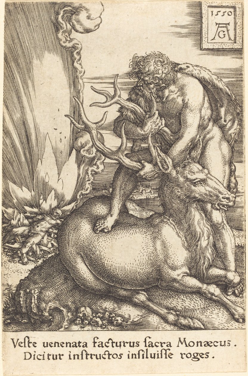 Herkules och hinden av Heinrich Aldegrever
