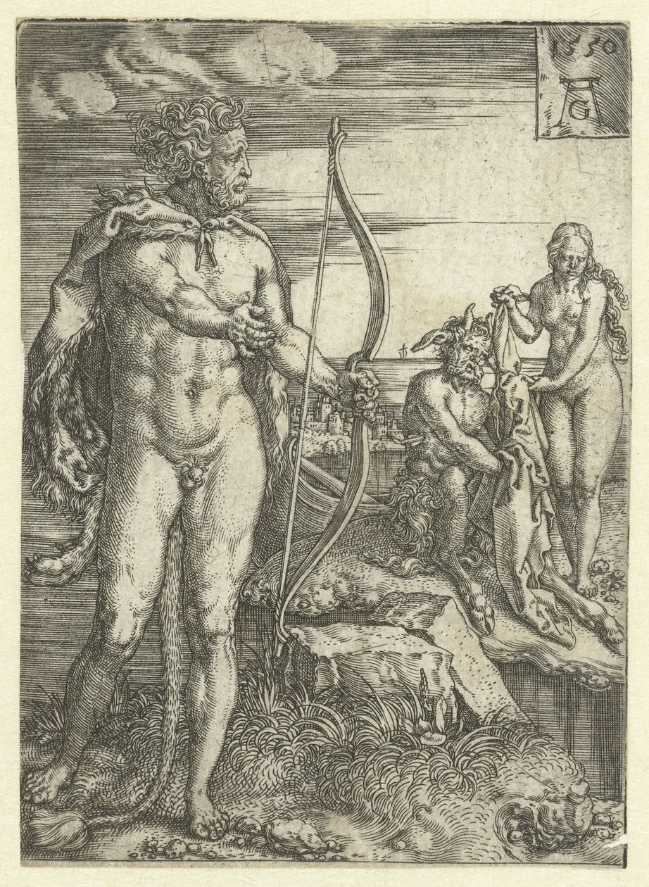 Hercules räddar Deianeira från Nessus Labours of Hercules (serietitel) av Heinrich Aldegrever