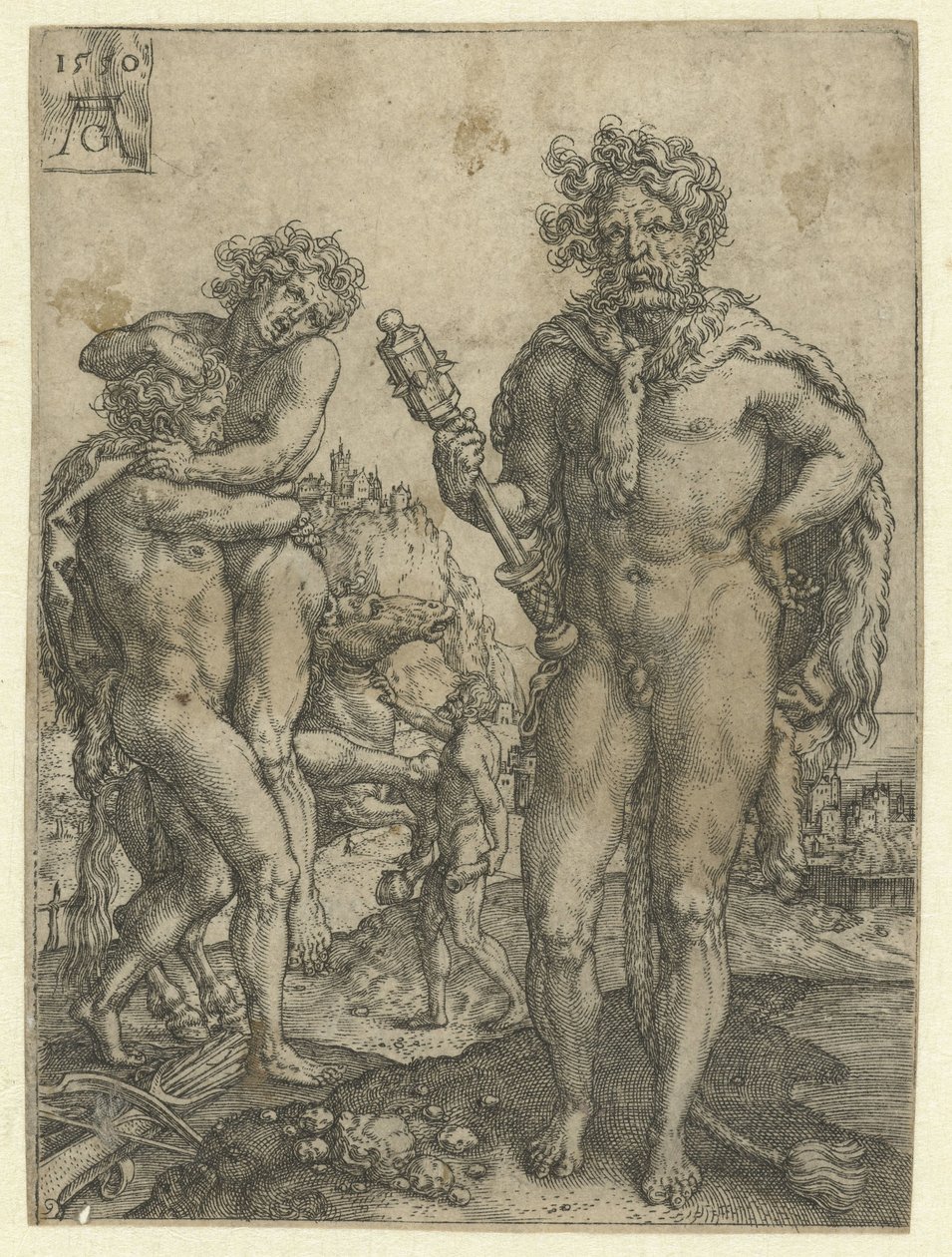 Herkules besegrar Antaeus Labours of Hercules (serietitel) av Heinrich Aldegrever