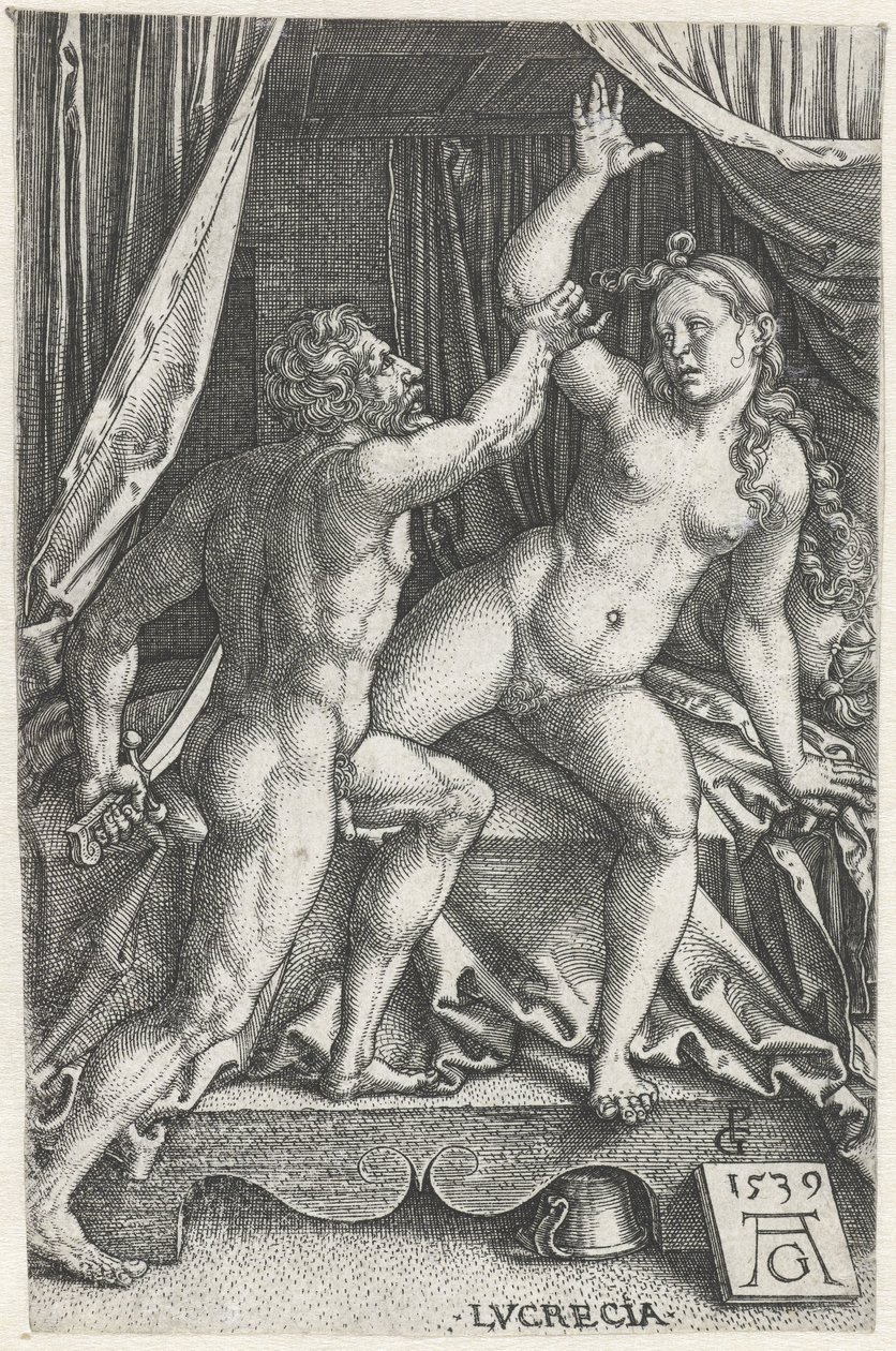 Lucretia och Sextus Tarquinius Lucrecia (titel på objekt) av Heinrich Aldegrever