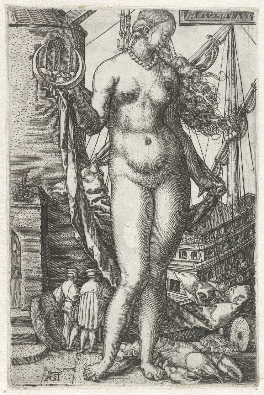 Luna (titel på objekt) Diana De sju planeterna (serietitel) av Heinrich Aldegrever