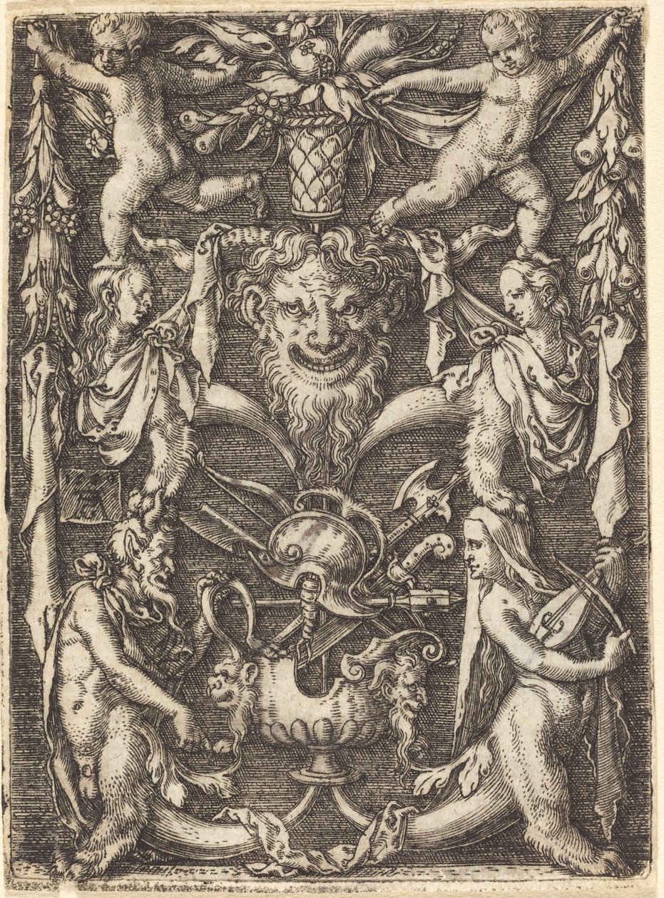 Prydnad med mask av Heinrich Aldegrever