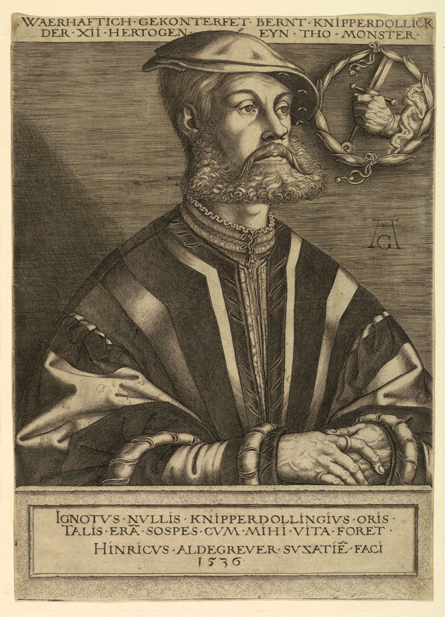Porträtt av Bernard Knipperdolling, en chef för anabaptisterna i Münster av Heinrich Aldegrever