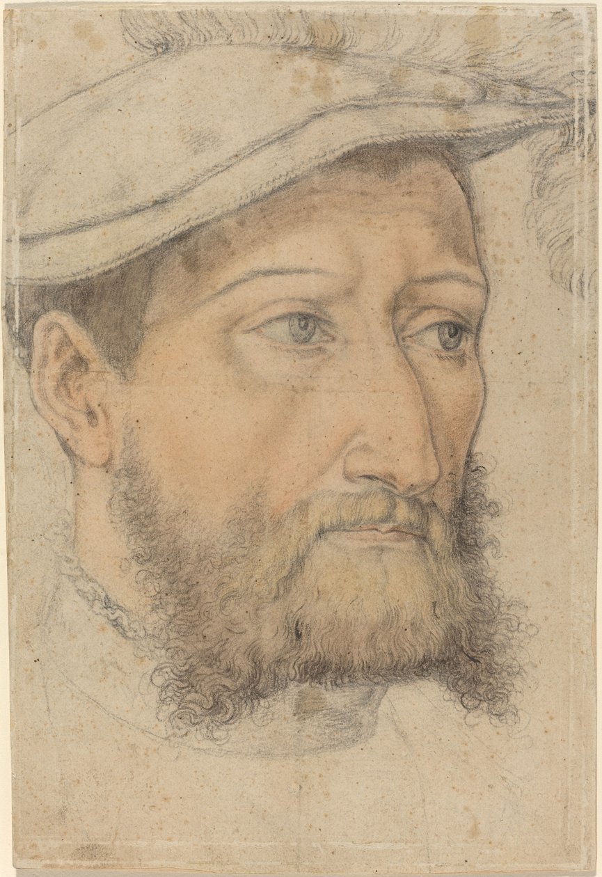 Porträtt av en skäggig man med en basker, ca. 1540. av Heinrich Aldegrever