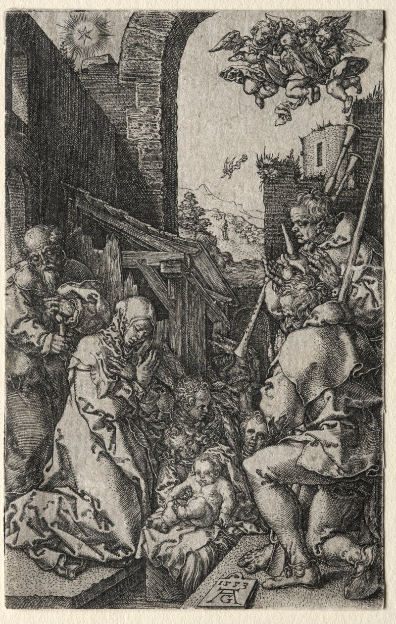 Tillbedjan av herdarna av Heinrich Aldegrever
