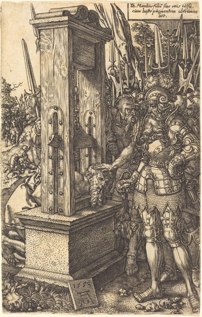 Titus Manlius halshugger sin son, 1553. av Heinrich Aldegrever