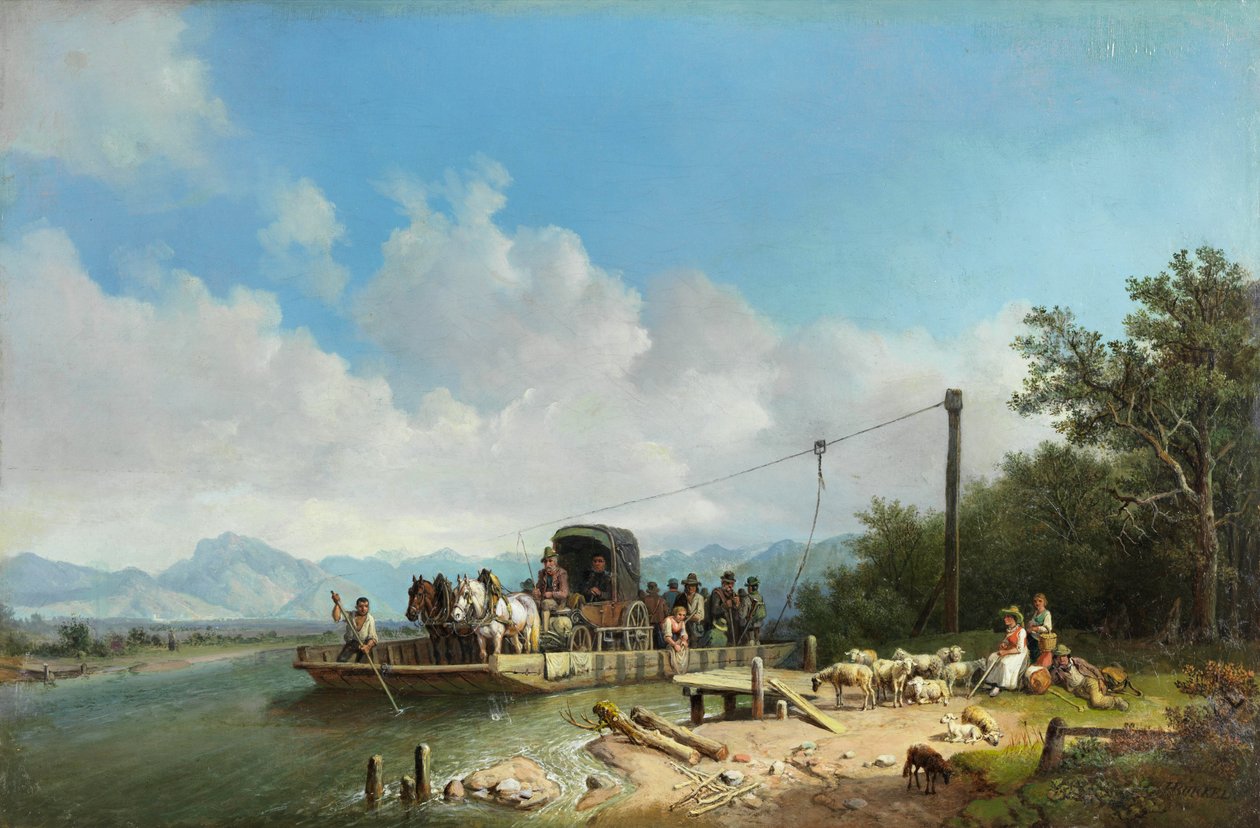 Heinrich Bürkel Färja på värdshuset ca 1867 av Heinrich Burkel