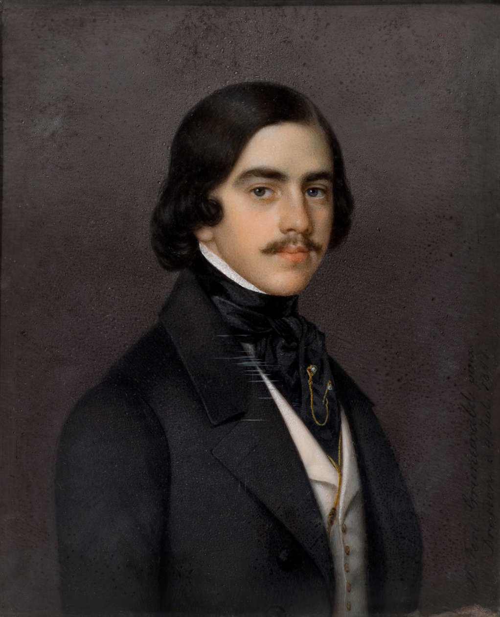 Porträtt av Mikhail Alexandrovich Bakunin 1814-1876, 1841. av Heinrich Ferdinand Grünewald