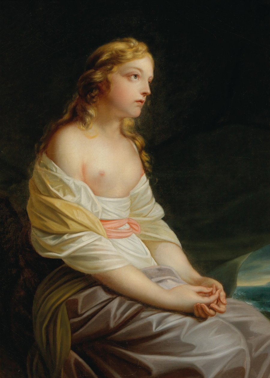Scen ur idyllen Der erste Schiffer Den första båtsmannen av Salomon Gessner, ca. 1800. av Heinrich Friedrich Füger
