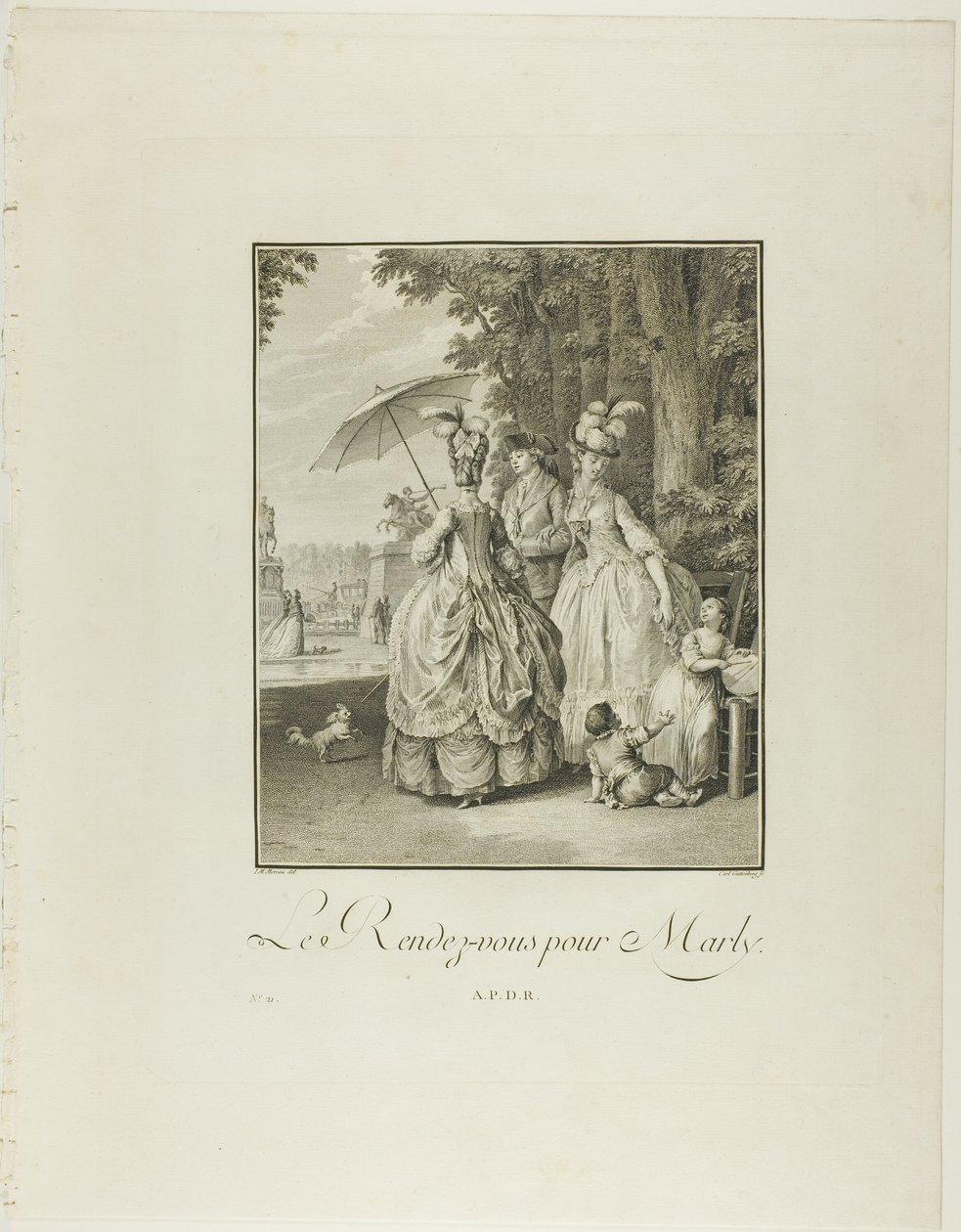 Rendezvous For Marly, från Monument du Costume Physique et Moral de la fin du Dix-huitième siècle av Heinrich Guttenberg