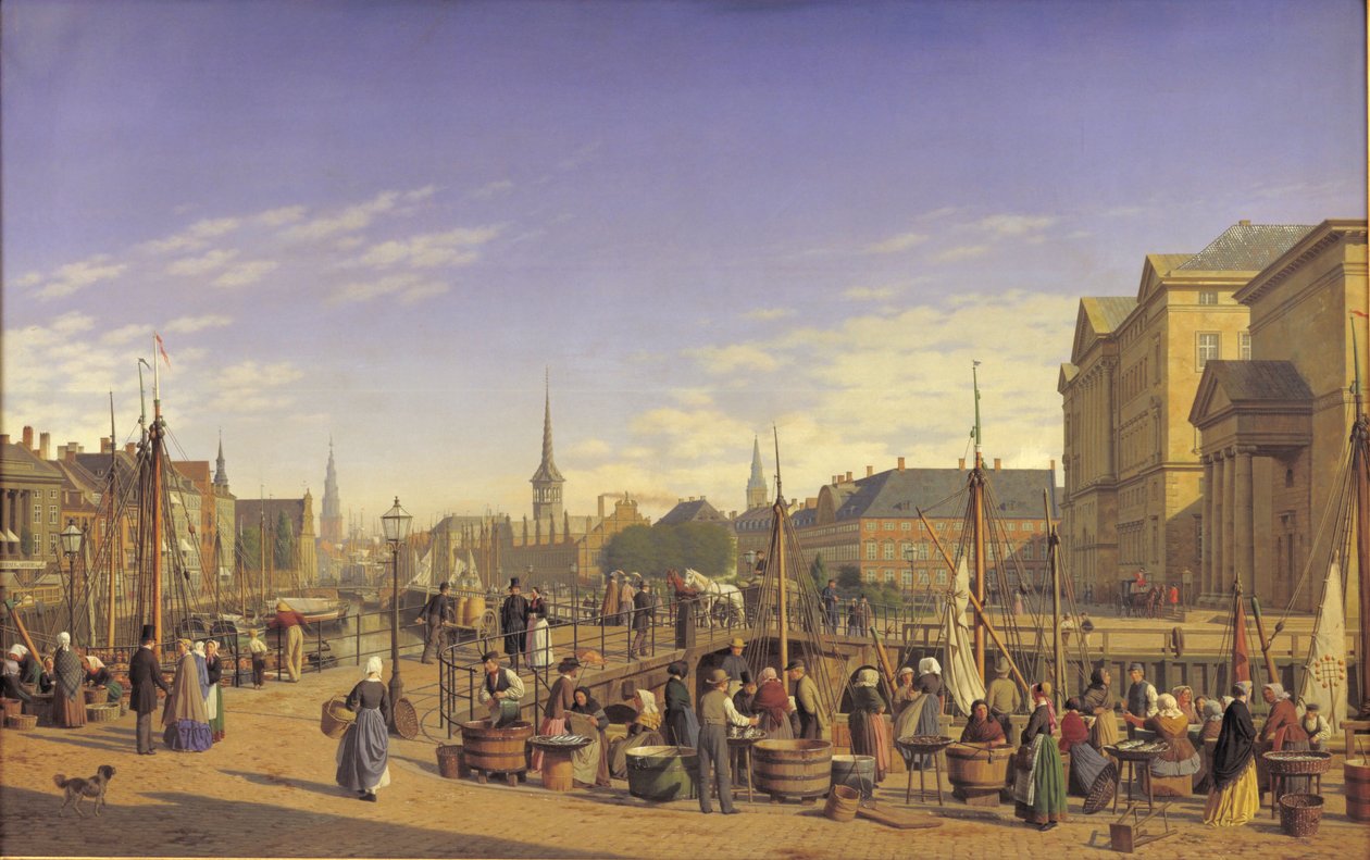 Utsikt från Gammel Strand mot Christiansborg av Heinrich Hansen