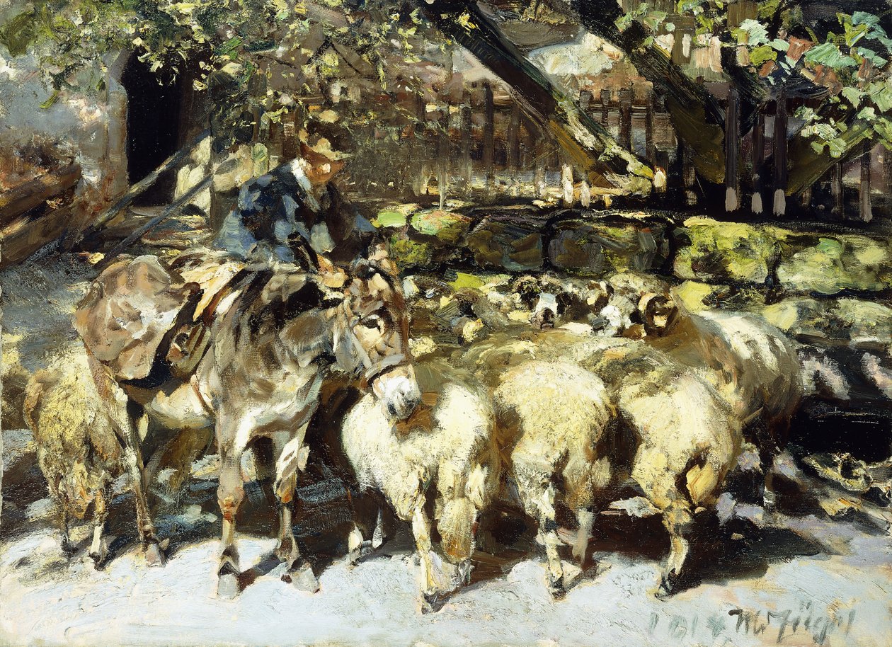 En herde med sin flock av Heinrich Johann von Zugel