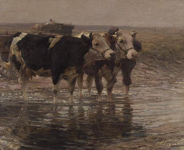 Boskap vattning av Heinrich Johann von Zugel