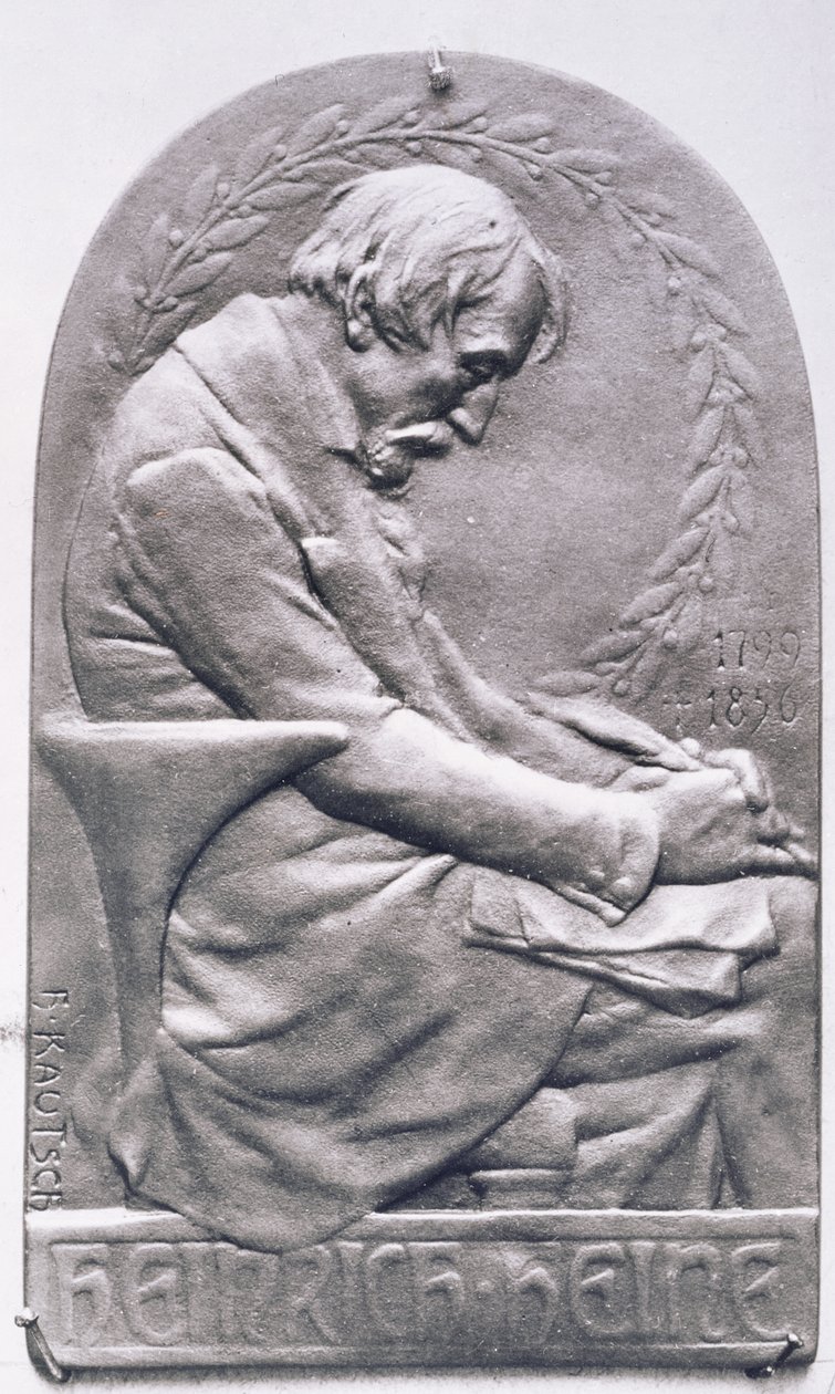 Porträttmedaljong av Heinrich Heine (1797-1856) (brons) (bw foto) av Heinrich Kautsch