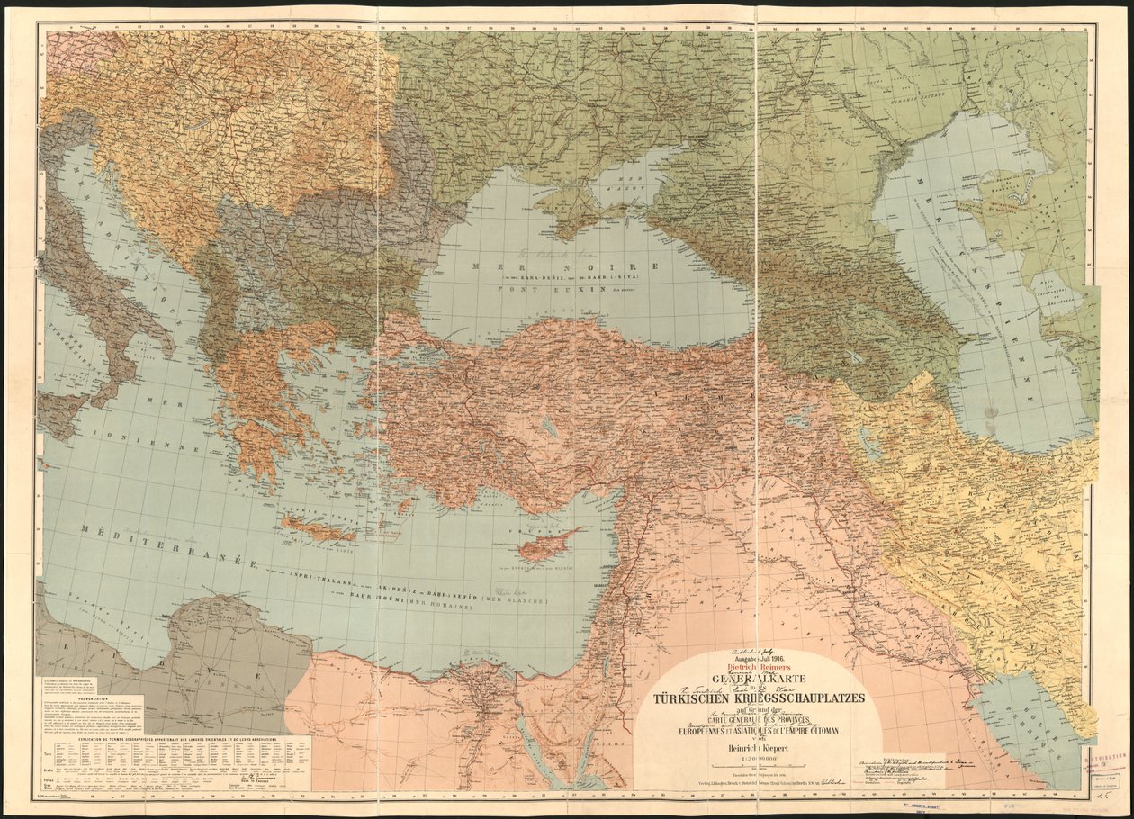 Översiktskarta över den turkiska krigsskådeplatsen - baserad på Carte Generale des Provinces Europeennes et Asiatiques de L