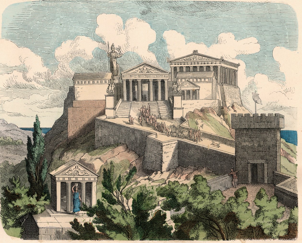 Antikens Grekland: Aten, Akropolis - Parthenon av Heinrich Leutemann