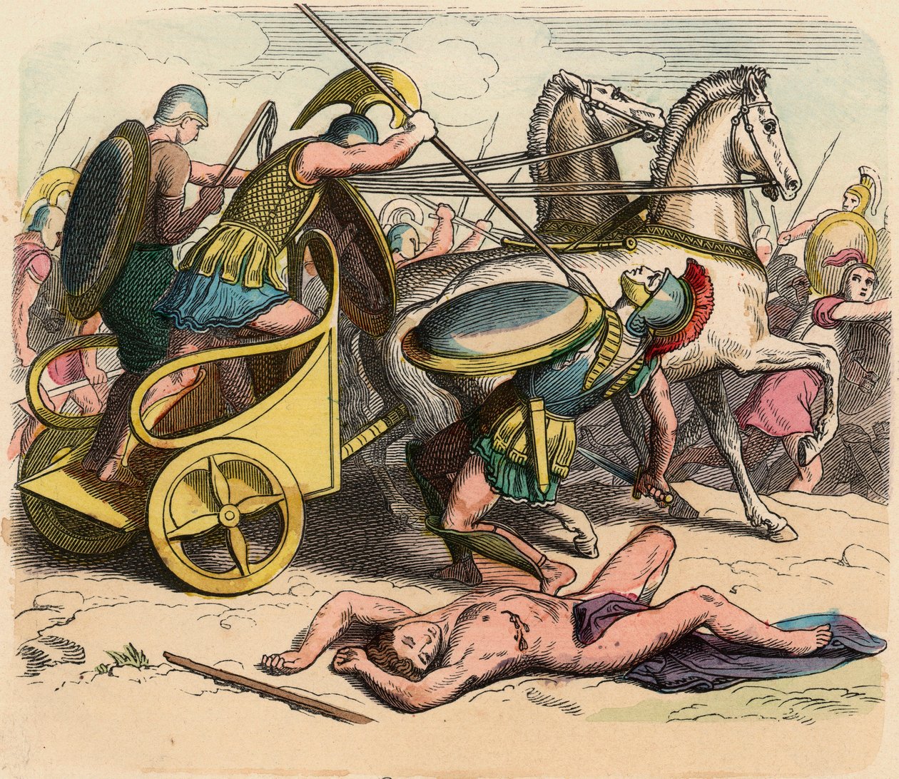 Antikens Grekland: Grekisk militär, Grekland vid kungarnas tid, krigsvagn av Heinrich Leutemann