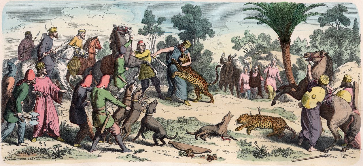 Ancient Orient: En persisk kung och hans följe jagar av Heinrich Leutemann