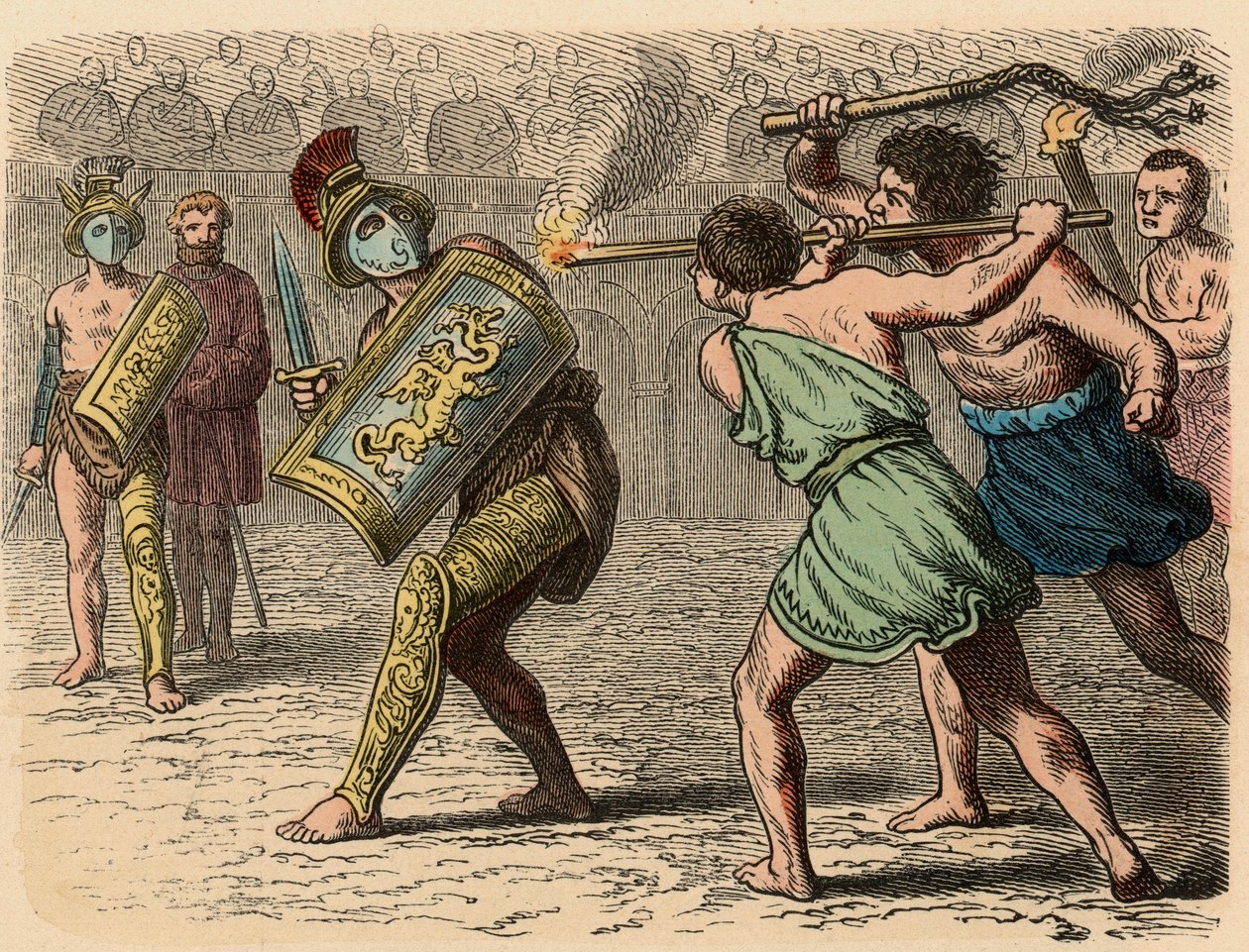 Antikens Rom: En feg gladiator inblandad i kampen, 1866 av Heinrich Leutemann