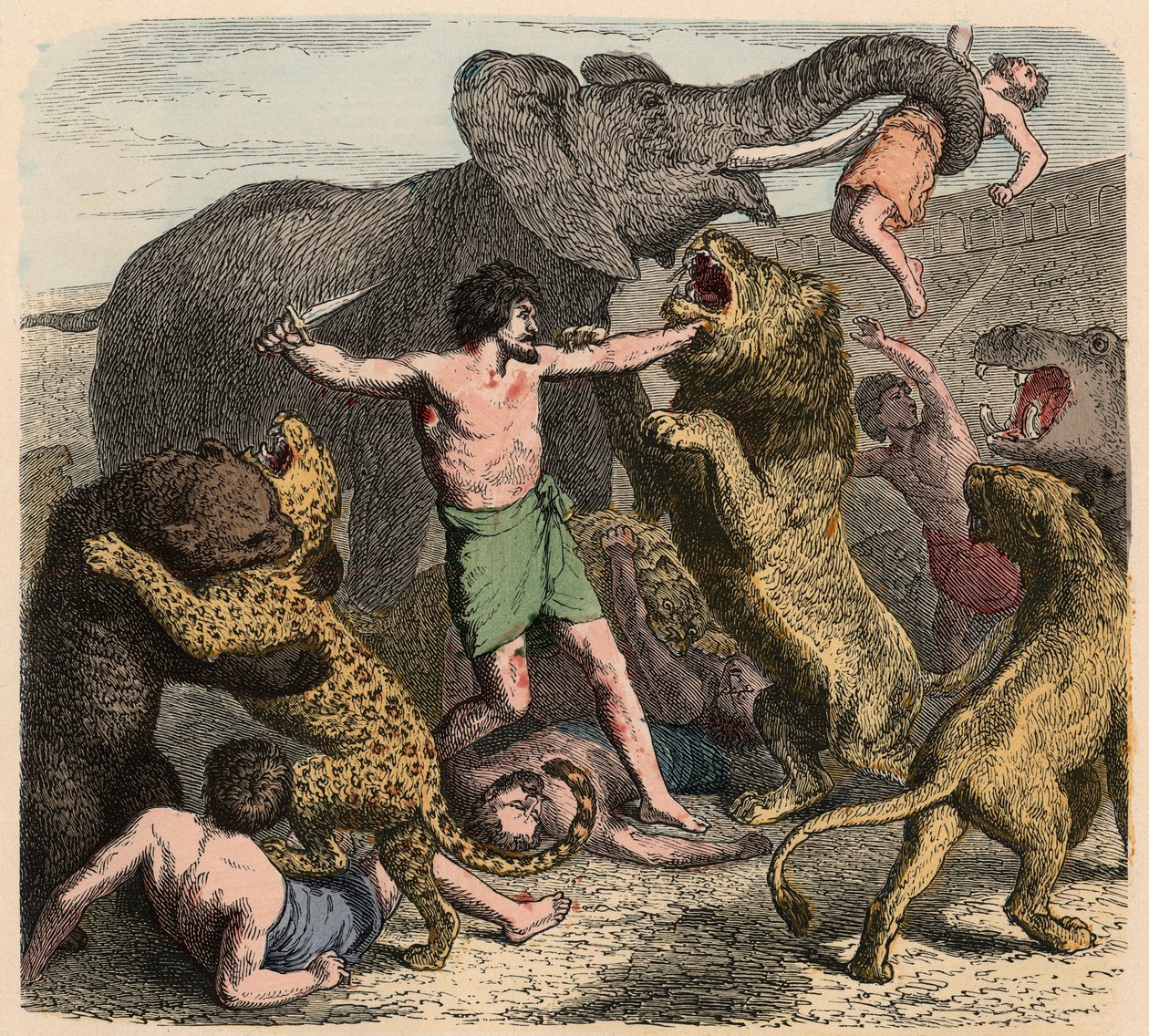 Antikens Rom: Brottslingar attackeras av vilda djur, 1866 av Heinrich Leutemann