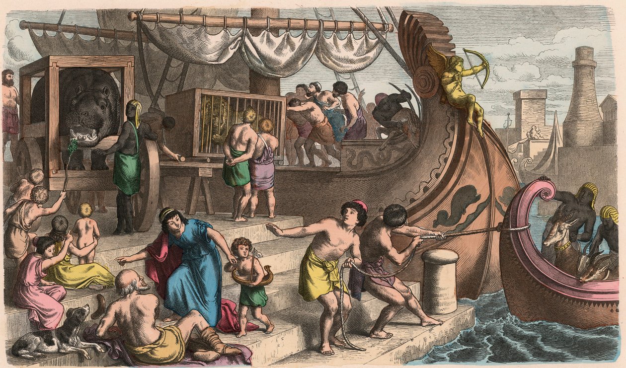 Ancient Rome: Sea Travel, Vilda djur transporteras till cirkusen av Heinrich Leutemann