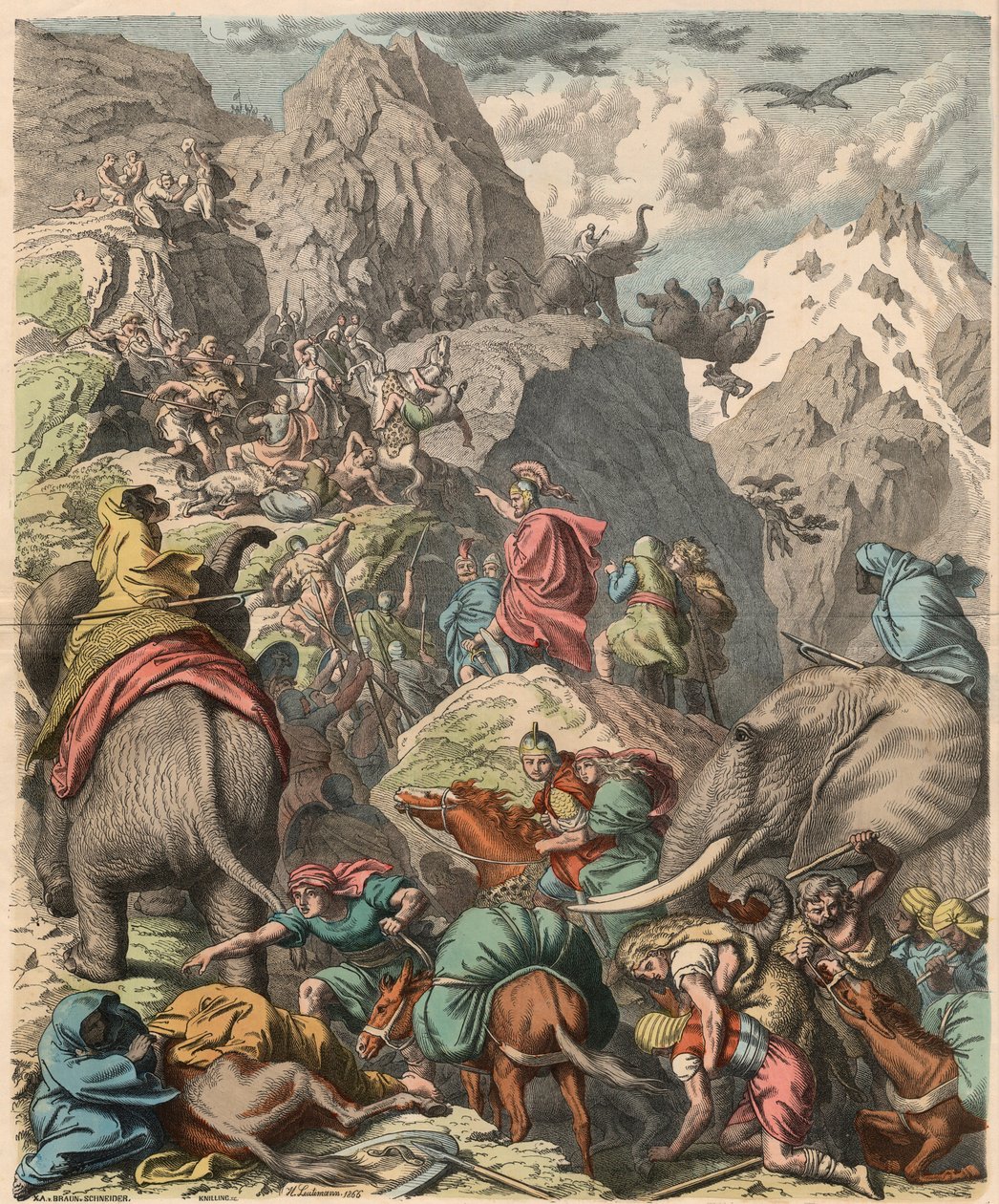 Andra puniska kriget: Hannibal korsar Alperna, 1866 av Heinrich Leutemann
